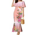 Australia Christmas Pink Cockatoo with Banksia Mermaid Dress Coral Pink - Aussie Hoodie