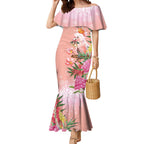 Australia Christmas Pink Cockatoo with Banksia Mermaid Dress Coral Pink - Aussie Hoodie