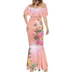 Australia Christmas Pink Cockatoo with Banksia Mermaid Dress Coral Pink - Aussie Hoodie