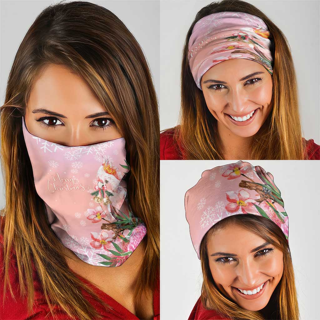 Australia Christmas Pink Cockatoo with Banksia Neck Gaiter Coral Pink - Aussie Hoodie