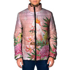 Australia Christmas Pink Cockatoo with Banksia Padded Jacket Coral Pink - Aussie Hoodie