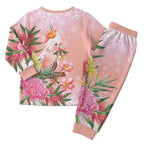 Australia Christmas Pink Cockatoo with Banksia Christmas Pajama Set Coral Pink - Aussie Hoodie