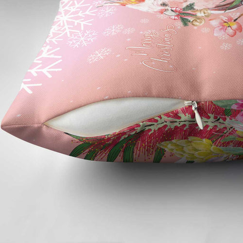 Australia Christmas Pink Cockatoo with Banksia Pillow Cover Coral Pink - Aussie Hoodie