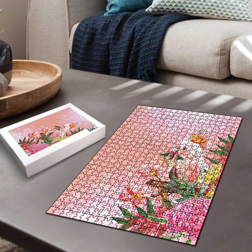 Australia Christmas Pink Cockatoo with Banksia Puzzle Coral Pink - Aussie Hoodie