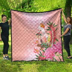 Australia Christmas Pink Cockatoo with Banksia Quilt Coral Pink - Aussie Hoodie