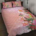 Australia Christmas Pink Cockatoo with Banksia Quilt Bed Set Coral Pink - Aussie Hoodie