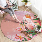 Australia Christmas Pink Cockatoo with Banksia Round Carpet Coral Pink - Aussie Hoodie