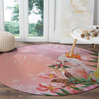 Australia Christmas Pink Cockatoo with Banksia Round Carpet Coral Pink - Aussie Hoodie