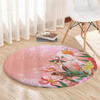 Australia Christmas Pink Cockatoo with Banksia Round Carpet Coral Pink - Aussie Hoodie
