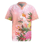Australia Christmas Pink Cockatoo with Banksia Rugby Jersey Coral Pink - Aussie Hoodie