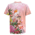 Australia Christmas Pink Cockatoo with Banksia Rugby Jersey Coral Pink - Aussie Hoodie