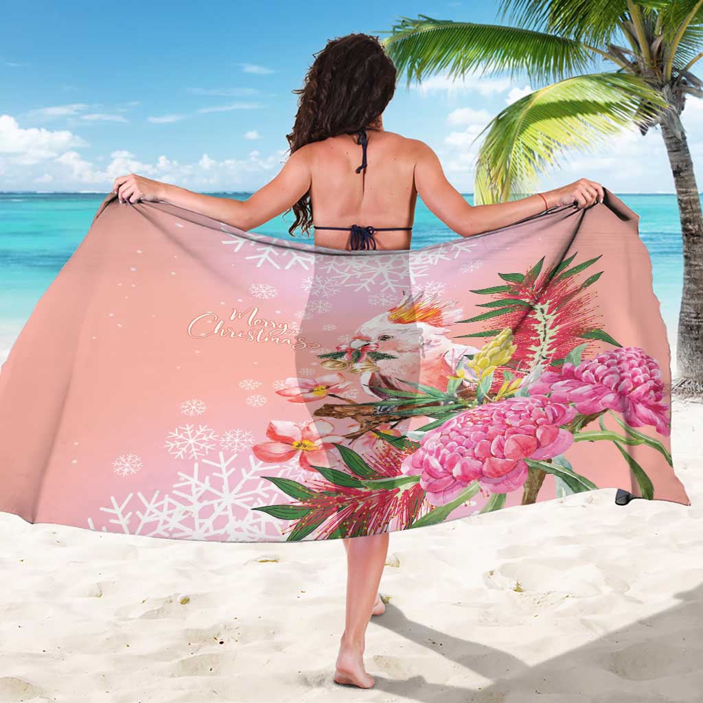 Australia Christmas Pink Cockatoo with Banksia Sarong Coral Pink - Aussie Hoodie