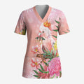 Australia Christmas Pink Cockatoo with Banksia Scrub Top Coral Pink - Aussie Hoodie