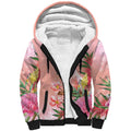 Australia Christmas Pink Cockatoo with Banksia Sherpa Hoodie Coral Pink - Aussie Hoodie