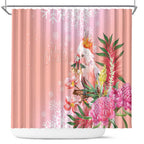 Australia Christmas Pink Cockatoo with Banksia Shower Curtain Coral Pink - Aussie Hoodie