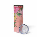 Australia Christmas Pink Cockatoo with Banksia Skinny Tumbler Coral Pink - Aussie Hoodie