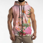Australia Christmas Pink Cockatoo with Banksia Sleeveless Zip Hoodie Coral Pink LT7