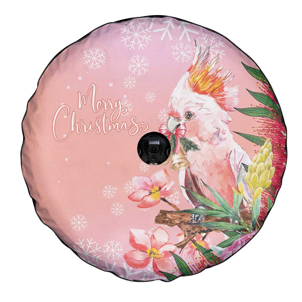 Australia Christmas Pink Cockatoo with Banksia Spare Tire Cover Coral Pink - Aussie Hoodie