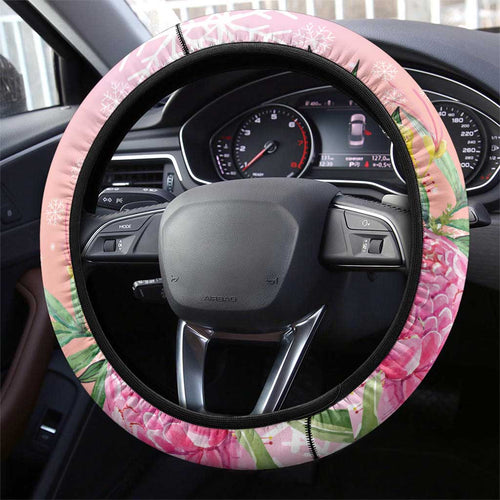 Australia Christmas Pink Cockatoo with Banksia Steering Wheel Cover Coral Pink - Aussie Hoodie