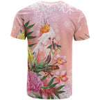 Australia Christmas Pink Cockatoo with Banksia T Shirt Coral Pink - Aussie Hoodie