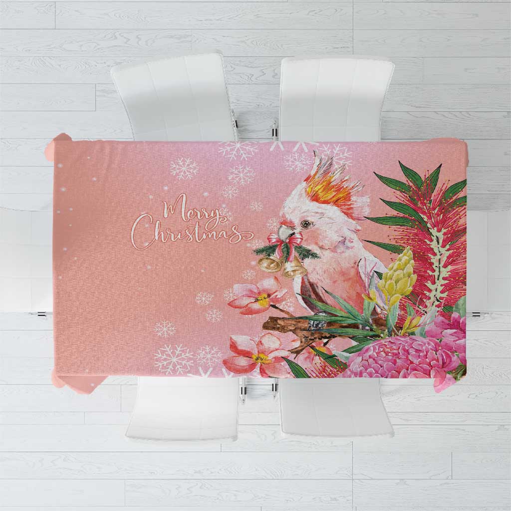 Australia Christmas Pink Cockatoo with Banksia Tablecloth Coral Pink - Aussie Hoodie