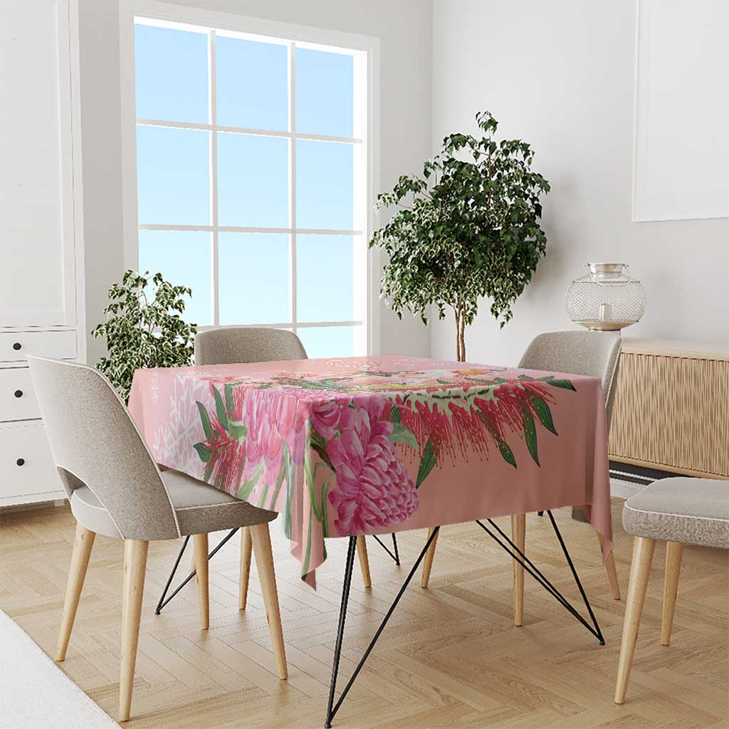 Australia Christmas Pink Cockatoo with Banksia Tablecloth Coral Pink - Aussie Hoodie