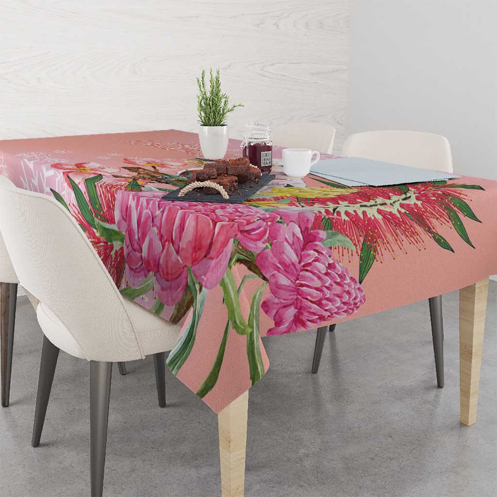 Australia Christmas Pink Cockatoo with Banksia Tablecloth Coral Pink - Aussie Hoodie