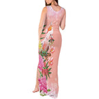 Australia Christmas Pink Cockatoo with Banksia Tank Maxi Dress Coral Pink - Aussie Hoodie