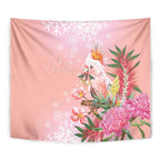 Australia Christmas Pink Cockatoo with Banksia Tapestry Coral Pink - Aussie Hoodie