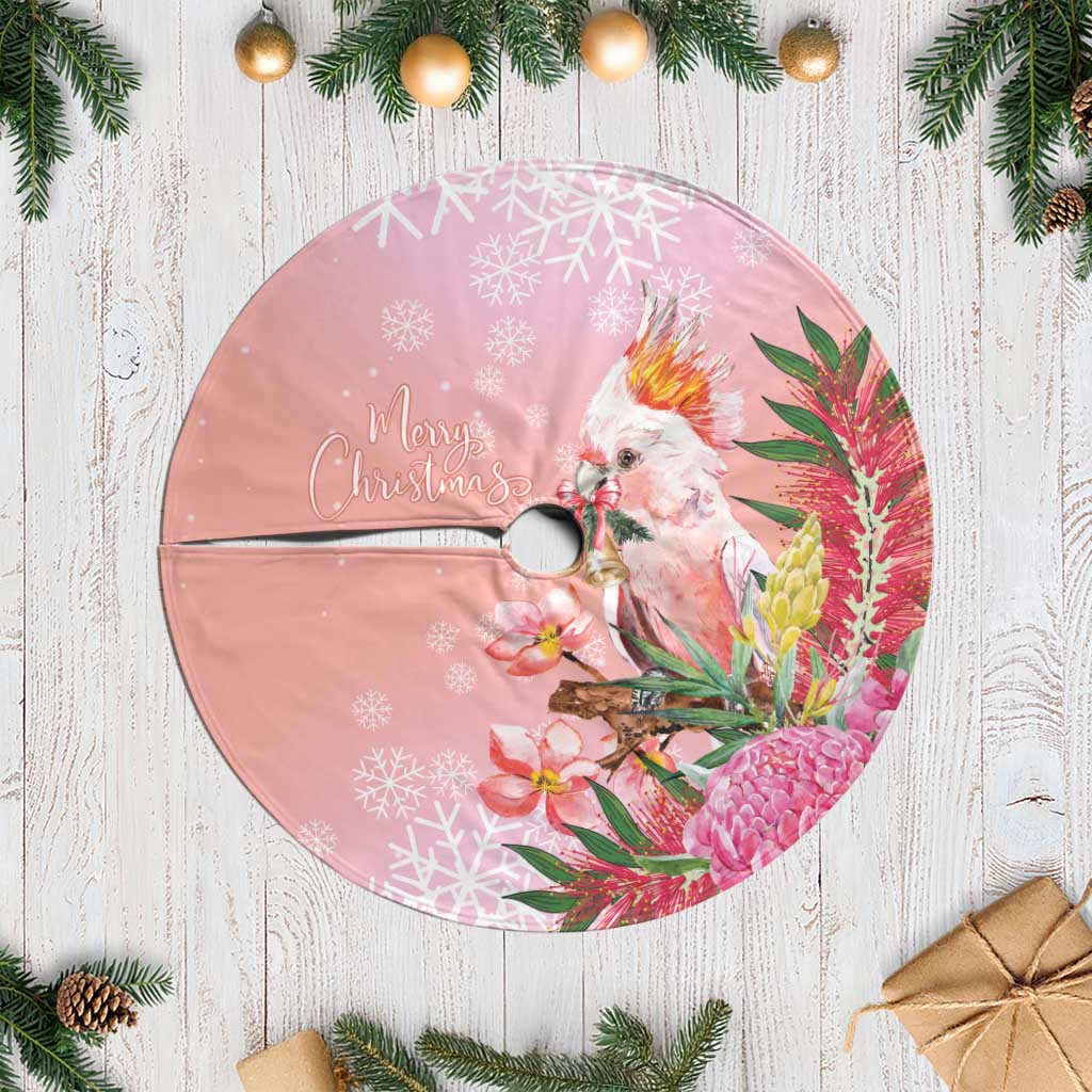 Australia Christmas Pink Cockatoo with Banksia Tree Skirt Coral Pink - Aussie Hoodie