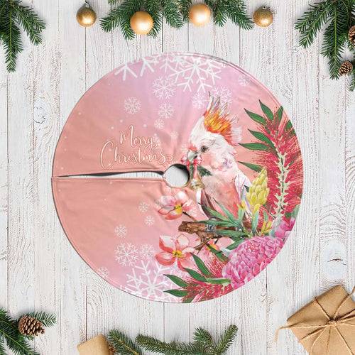Australia Christmas Pink Cockatoo with Banksia Tree Skirt Coral Pink - Aussie Hoodie
