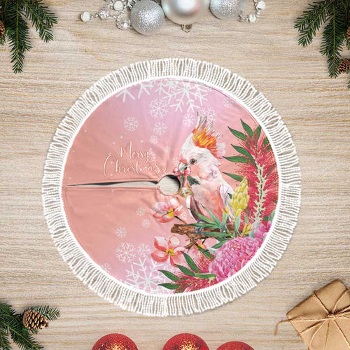 Australia Christmas Pink Cockatoo with Banksia Tree Skirt Coral Pink - Aussie Hoodie