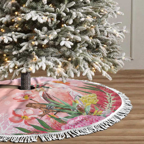 Australia Christmas Pink Cockatoo with Banksia Tree Skirt Coral Pink - Aussie Hoodie
