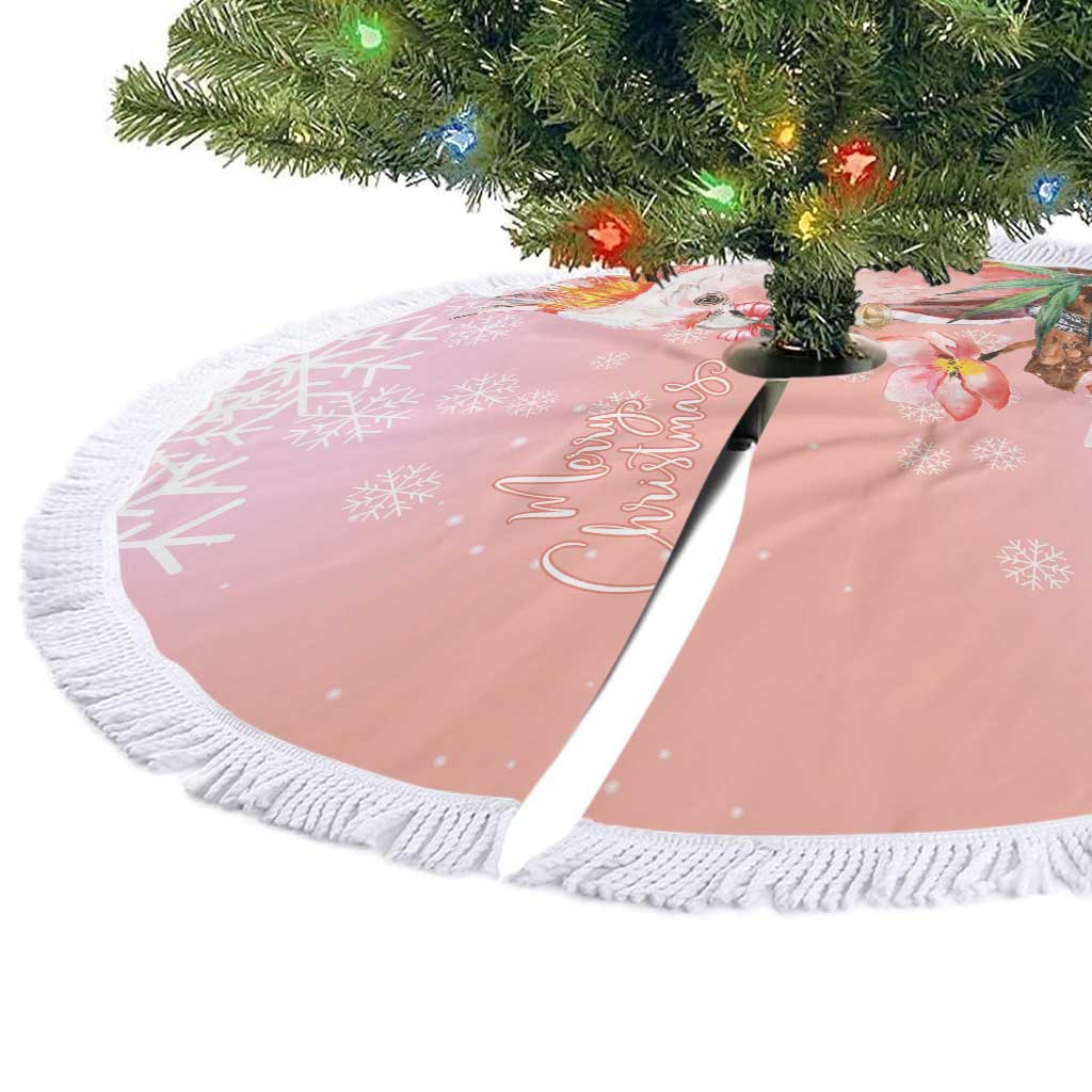 Australia Christmas Pink Cockatoo with Banksia Tree Skirt Coral Pink - Aussie Hoodie