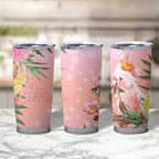 Australia Christmas Pink Cockatoo with Banksia Tumbler Cup Coral Pink - Aussie Hoodie