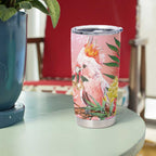 Australia Christmas Pink Cockatoo with Banksia Tumbler Cup Coral Pink - Aussie Hoodie