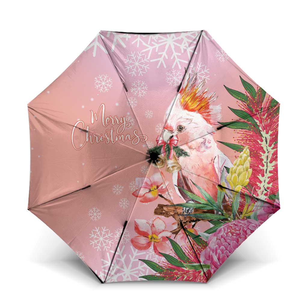 Australia Christmas Pink Cockatoo with Banksia Umbrella Coral Pink - Aussie Hoodie