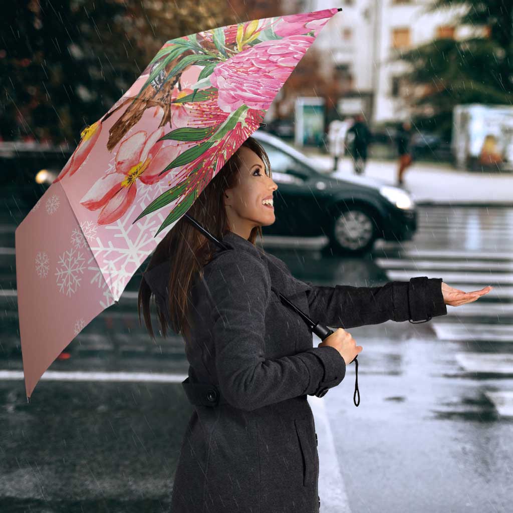 Australia Christmas Pink Cockatoo with Banksia Umbrella Coral Pink - Aussie Hoodie