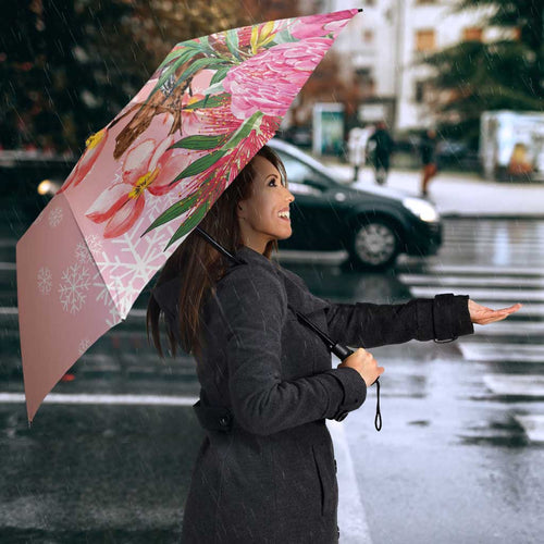 Australia Christmas Pink Cockatoo with Banksia Umbrella Coral Pink - Aussie Hoodie
