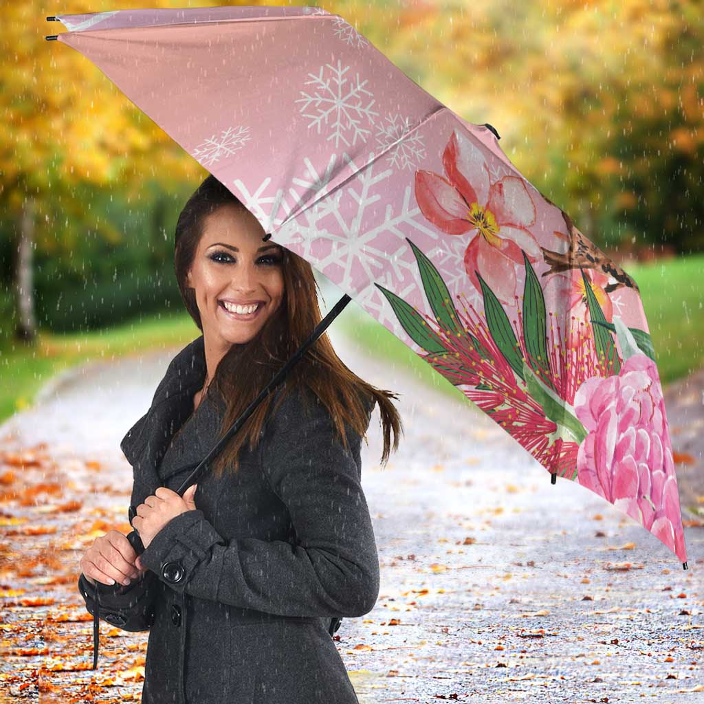 Australia Christmas Pink Cockatoo with Banksia Umbrella Coral Pink - Aussie Hoodie