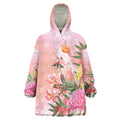 Australia Christmas Pink Cockatoo with Banksia Wearable Blanket Hoodie Coral Pink - Aussie Hoodie