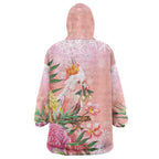 Australia Christmas Pink Cockatoo with Banksia Wearable Blanket Hoodie Coral Pink - Aussie Hoodie