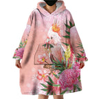 Australia Christmas Pink Cockatoo with Banksia Wearable Blanket Hoodie Coral Pink - Aussie Hoodie