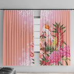 Australia Christmas Pink Cockatoo with Banksia Window Curtain Coral Pink - Aussie Hoodie