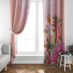 Australia Christmas Pink Cockatoo with Banksia Window Curtain Coral Pink - Aussie Hoodie