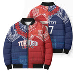 TokoUso Tonga Samoa Brothers Forever Custom Bomber Puffer Jacket Ulafala and Heilala Unity
