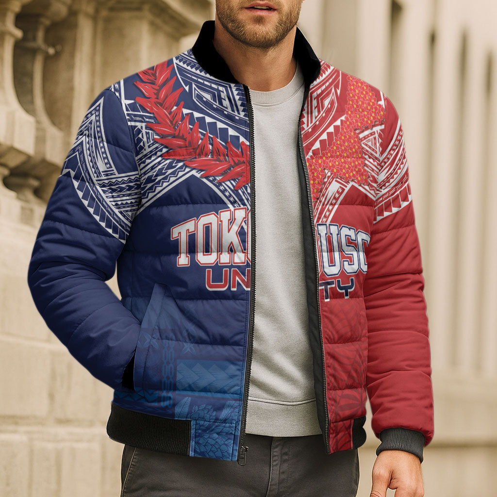 TokoUso Tonga Samoa Brothers Forever Custom Bomber Puffer Jacket Ulafala and Heilala Unity