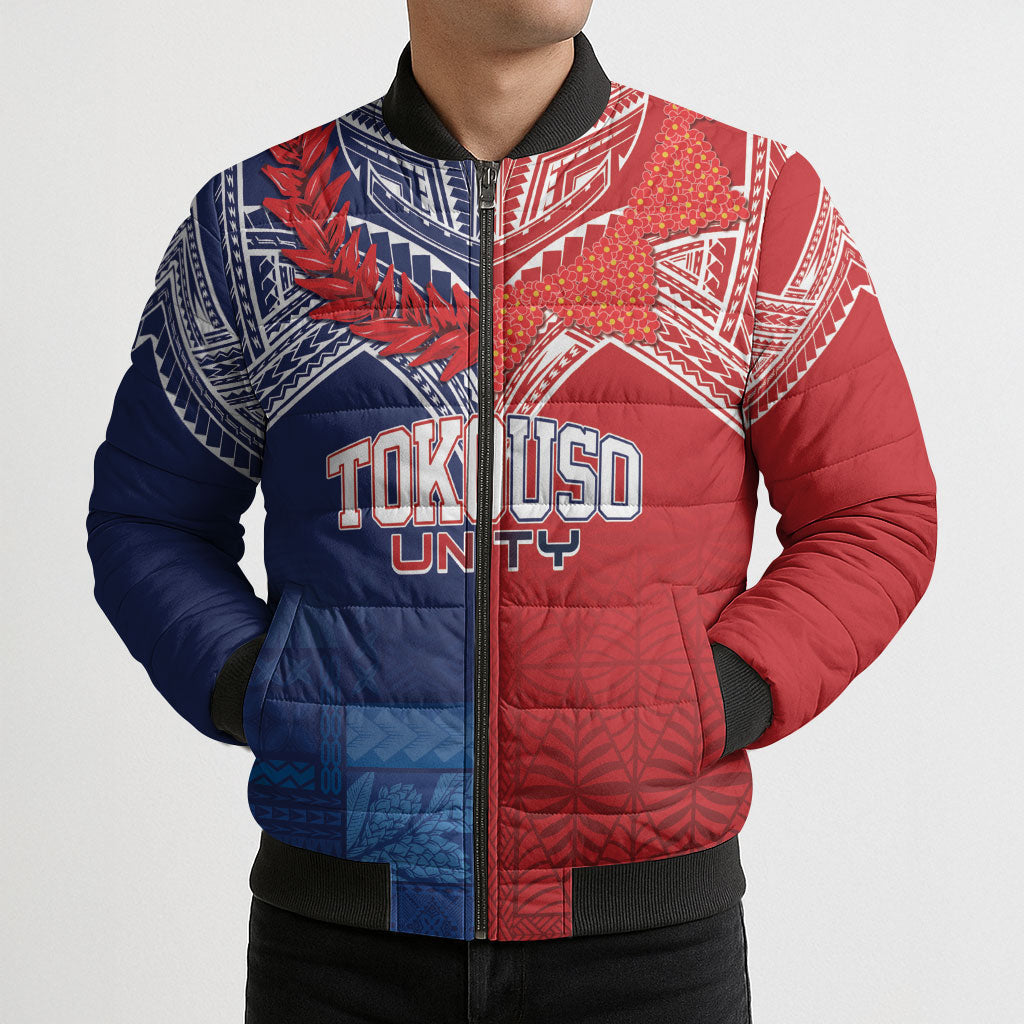 TokoUso Tonga Samoa Brothers Forever Custom Bomber Puffer Jacket Ulafala and Heilala Unity