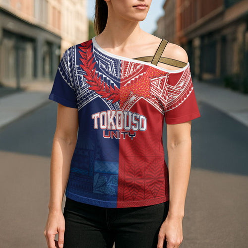TokoUso Tonga Samoa Brothers Forever Custom Cross Shoulder Shirt Ulafala and Heilala Unity