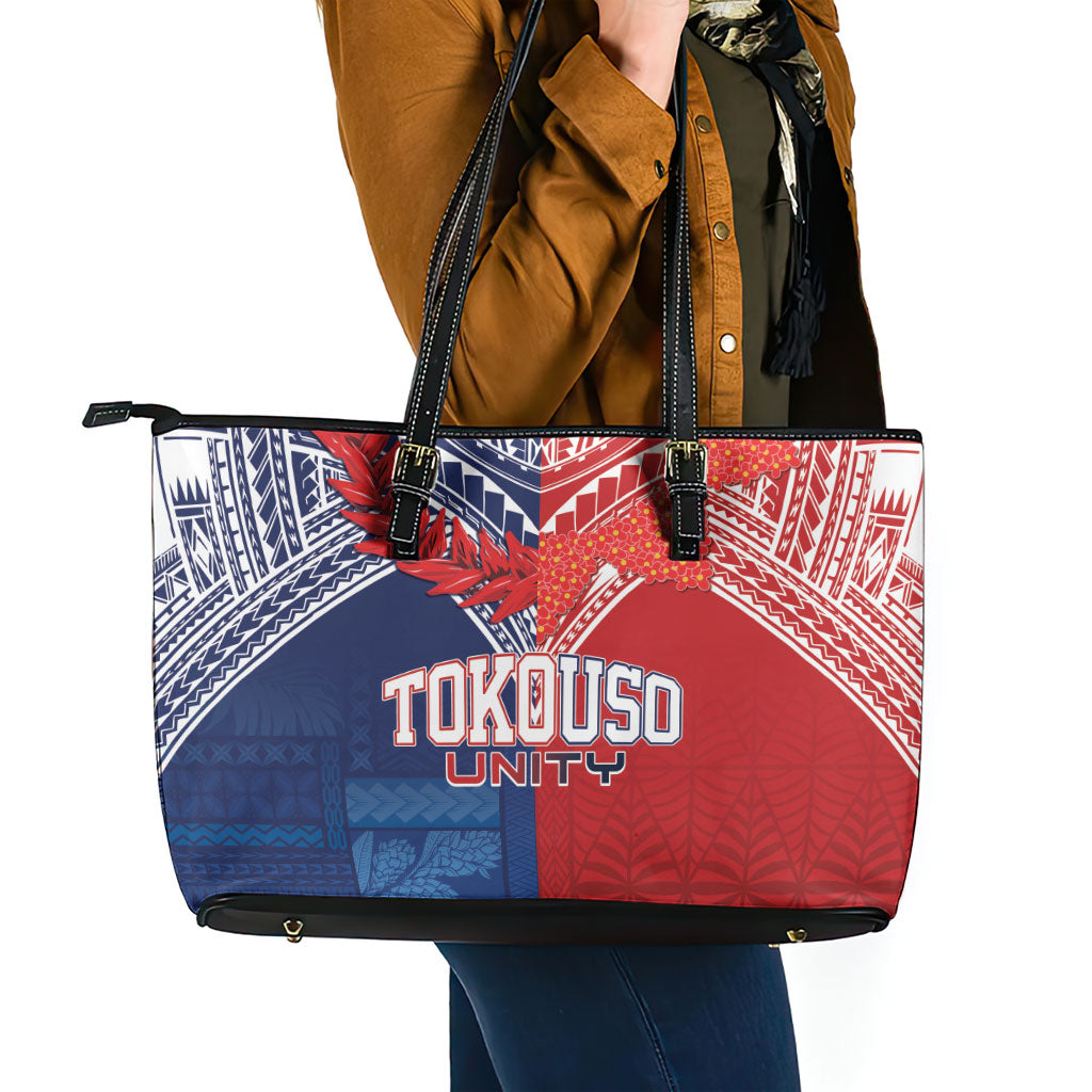 TokoUso Tonga Samoa Brothers Forever Leather Tote Bag Ulafala and Heilala Unity